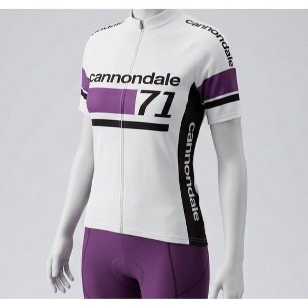 Cannondale Cycling Jersey Womens M Purple Black Full Zip Short Sleeve Bike Shirt